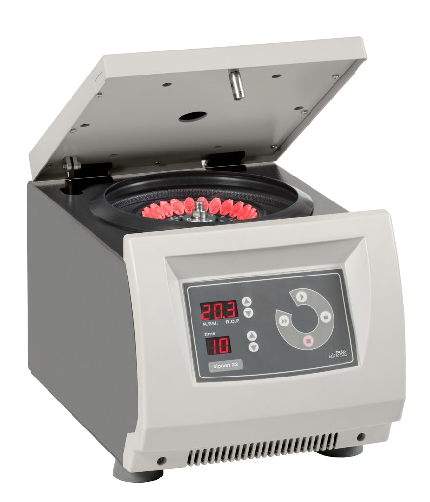 La centrifugeuse Biocen 22 est notre choix pour les utilisateurs qui ont besoin d’une microcentrifugeuse avec des applications possibles pour le microhématocrite et les microtubes.