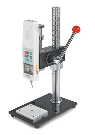 Banc d‘essai manuel pour la mesure ultraprécise des forces de traction et de compression, avec mesure de longueur digital