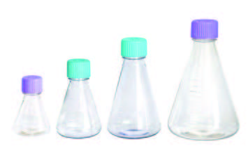 Erlenmeyers de haute qualité en plastique pour les laboratoires de chimie et biologie . Etant de forme conique avec une vaste base et un col étroit ou large, qui permet d’agiter les diverses solutions sans risque de renversement.