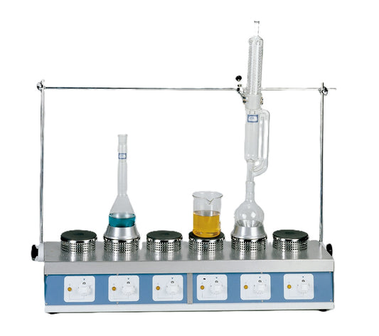 Banc de 6 plaques chauffantes circulaires à température réglable jusqu’à 400 °c.
Contrôle indépendant de la plaque chauffante à l’aide de régulateurs. Plaques chauffantes en acier moulé.