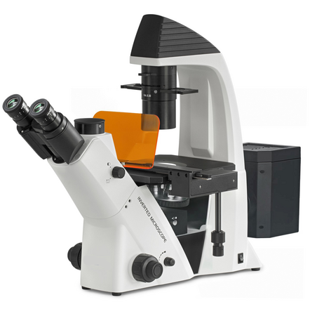 Microscope à Fluorescence pour les professionnels Microscope Droit ou Inversé avec un  design ergonomique, robuste et extrêmement stable, combiné avec le système optique de haute qualité est une référence dans cette catégorie des microscopes à fluorescence