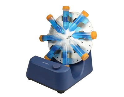 Agitateur rotatif, analogique type rôtisserie  ou a disque incliné, pour les tubes a essai 