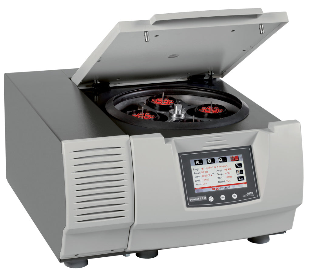 Centrifugeuse de paillasse de grande capacité et de haute performance. Elle dispose d’une large gamme d’accessoires qui lui permettent de traiter des tubes de 750 ml à 0,2 ml dans plus de 12 rotors, angulaires et libres. 