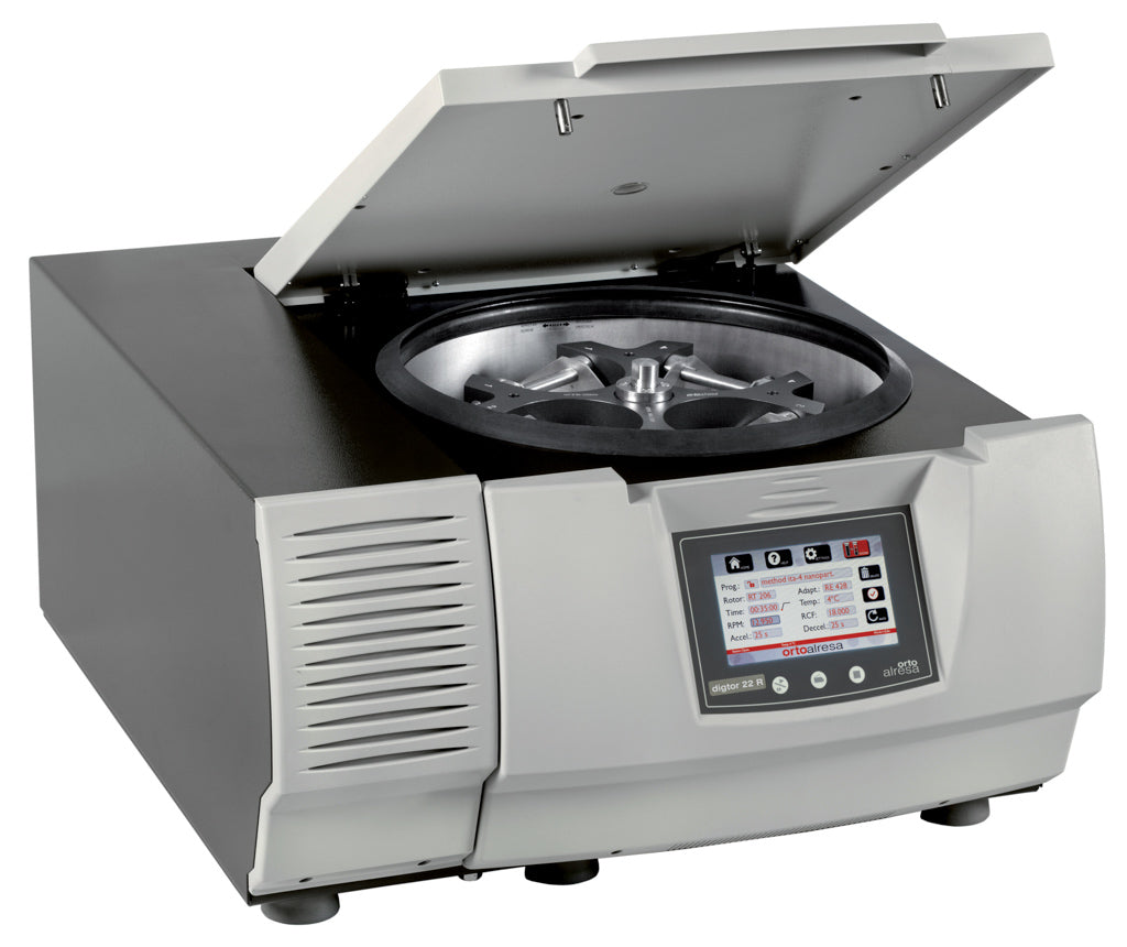 Centrifugeuse de paillasse de grande capacité et de haute performance. Elle dispose d’une large gamme d’accessoires qui lui permettent de traiter des tubes de 750 ml à 0,2 ml dans plus de 12 rotors, angulaires et libres. 