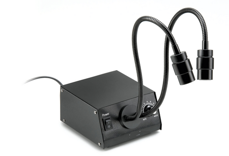 Systèmes d'éclairage externe anneau lumineux ou col de cygne pour les loupes binoculaires. Ces systèmes d’éclairage professionnels garantissent une lumière d’intensité constante d’excellente qualité sur l’objet.