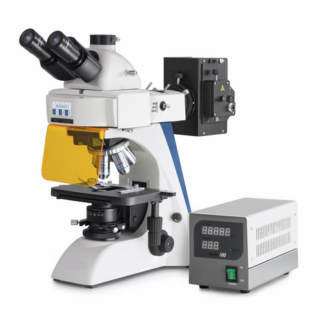 Microscope à Fluorescence pour les professionnels Microscope Droit ou Inversé avec un  design ergonomique, robuste et extrêmement stable, combiné avec le système optique de haute qualité est une référence dans cette catégorie des microscopes à fluorescence