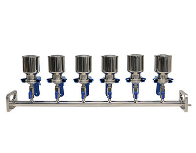 Rampe de filtration tout en inox (rampe et entonnoir) à 1 poste, 3 postes ou 6 postes