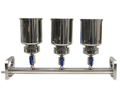 Rampe de filtration tout en inox (rampe et entonnoir) à 1 poste, 3 postes ou 6 postes